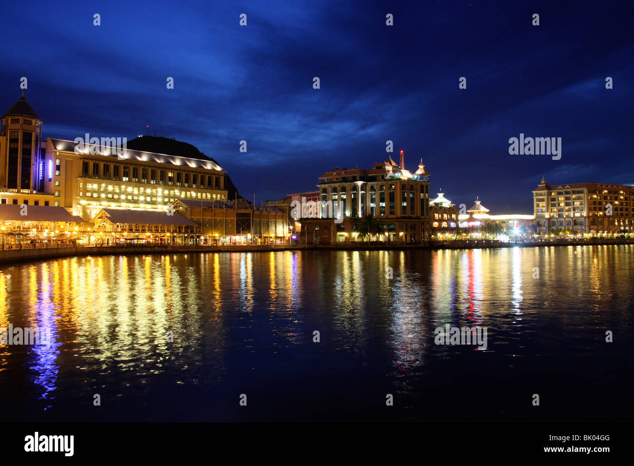 night view of waterfront in port louis,mauritius,africa Stock Photo