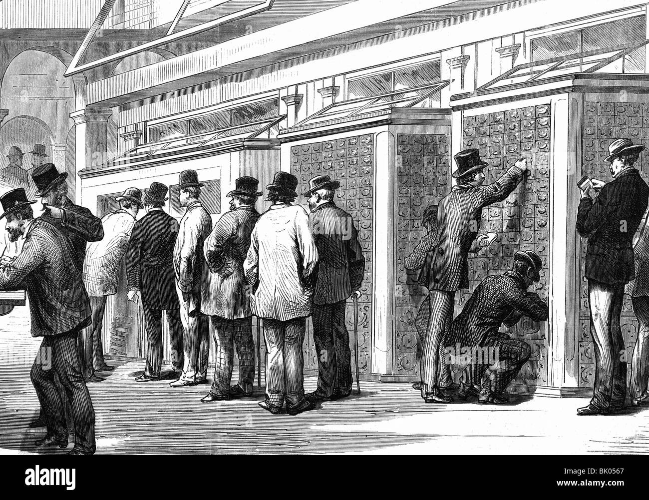 mail / post, post office, in Philadelphia, USA, interior view, wood