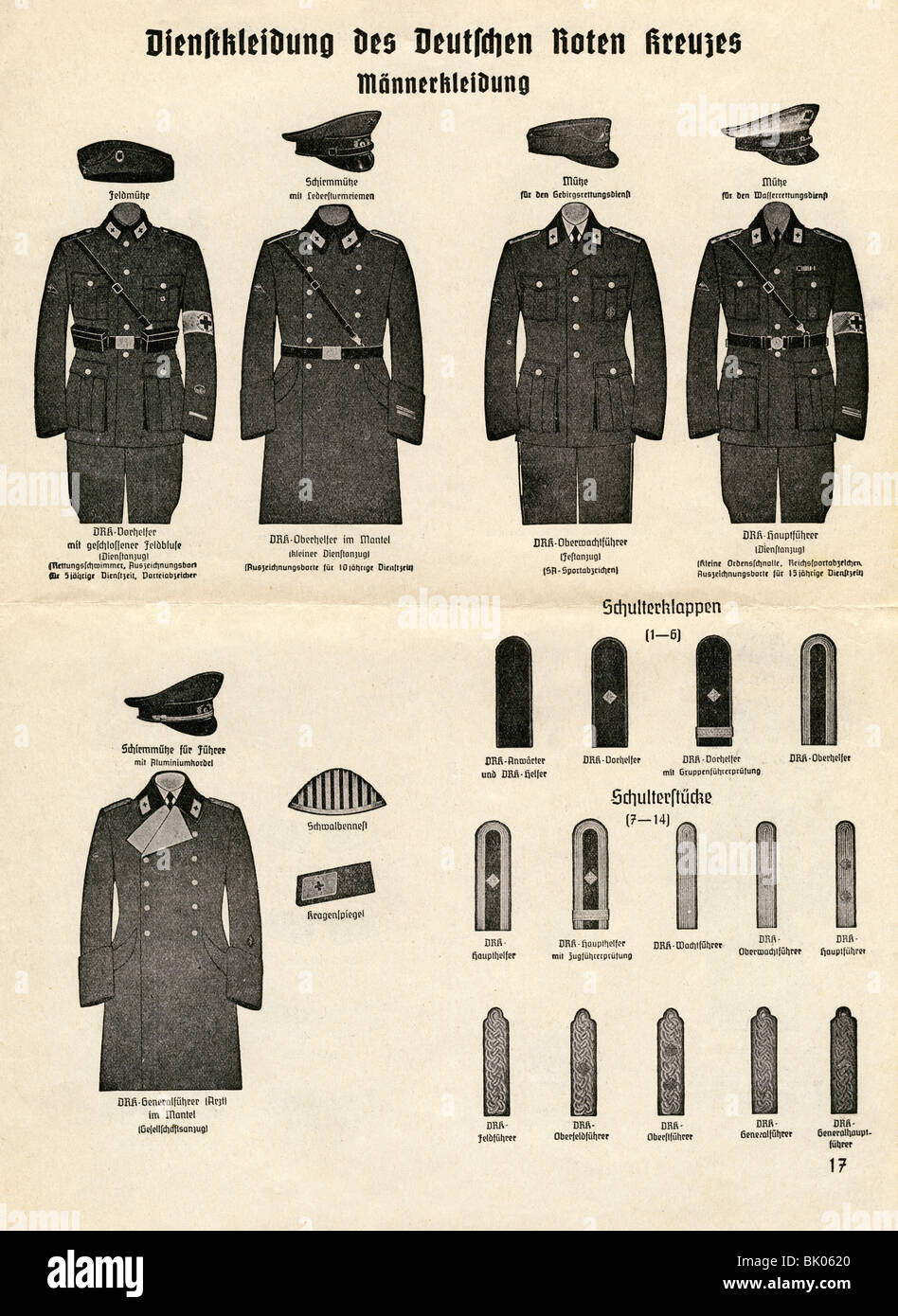 medicine, organisations, Red Cross, Germany, Deutsches Rotes Kreuz, service  dress for men , print, 1938 Stock Photo - Alamy