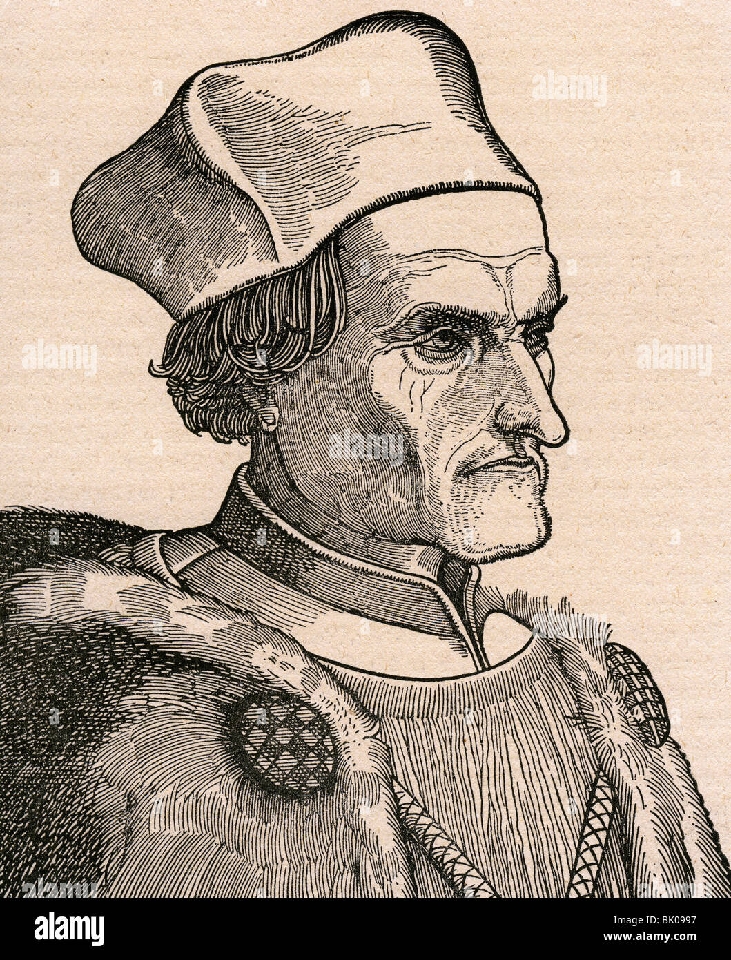 Geiler von Kaisersberg, Johann, 16.3.1445 - 10.3.1510, German clergyman, portrait, woodcut Johannes Wechtlin, um 1515, , Stock Photo