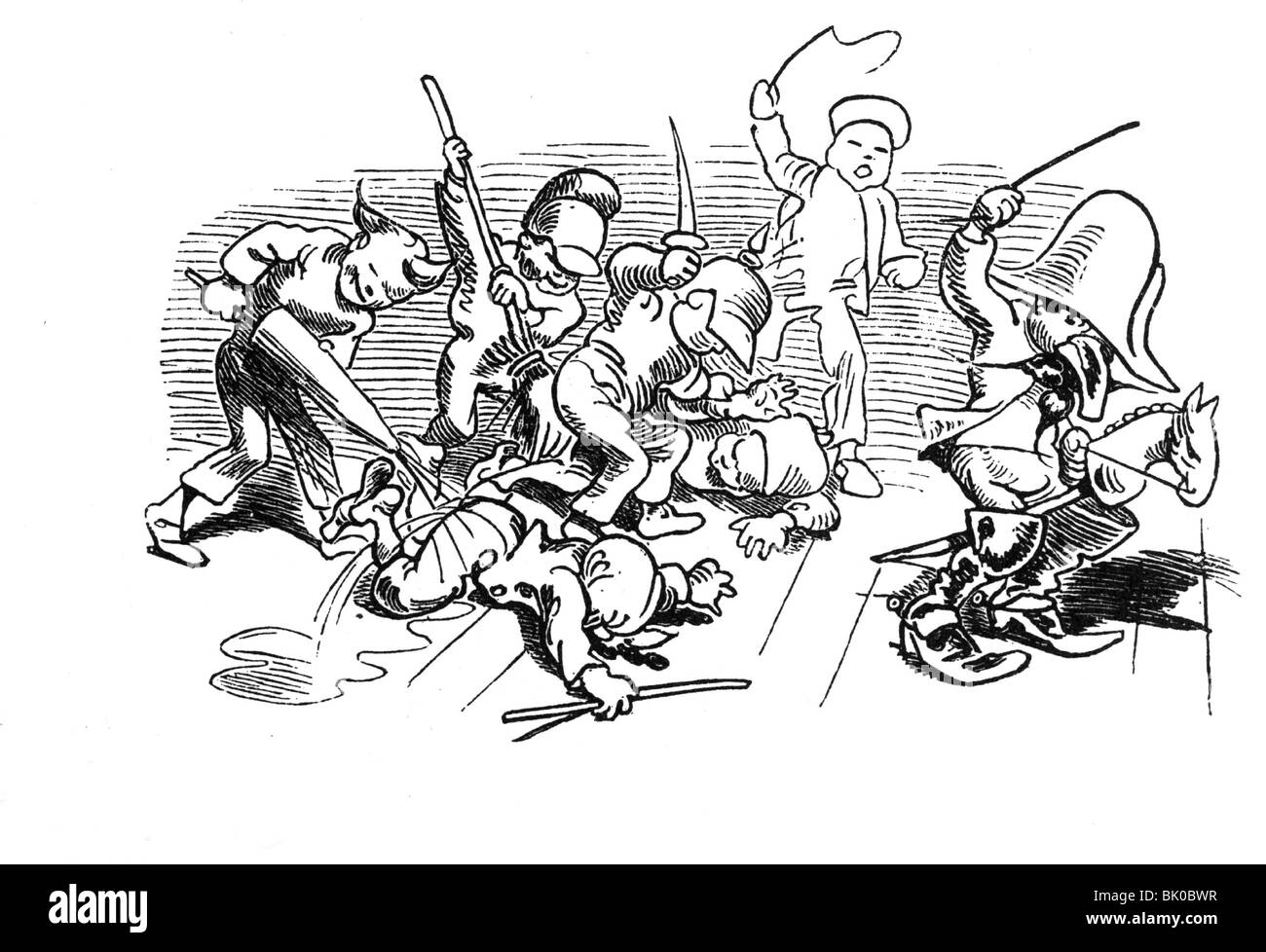 literature, Wilhelm Busch (1832 - 1908), illustration to 'Das Napoleon-Spiel', Artist's Copyright has not to be cleared Stock Photo