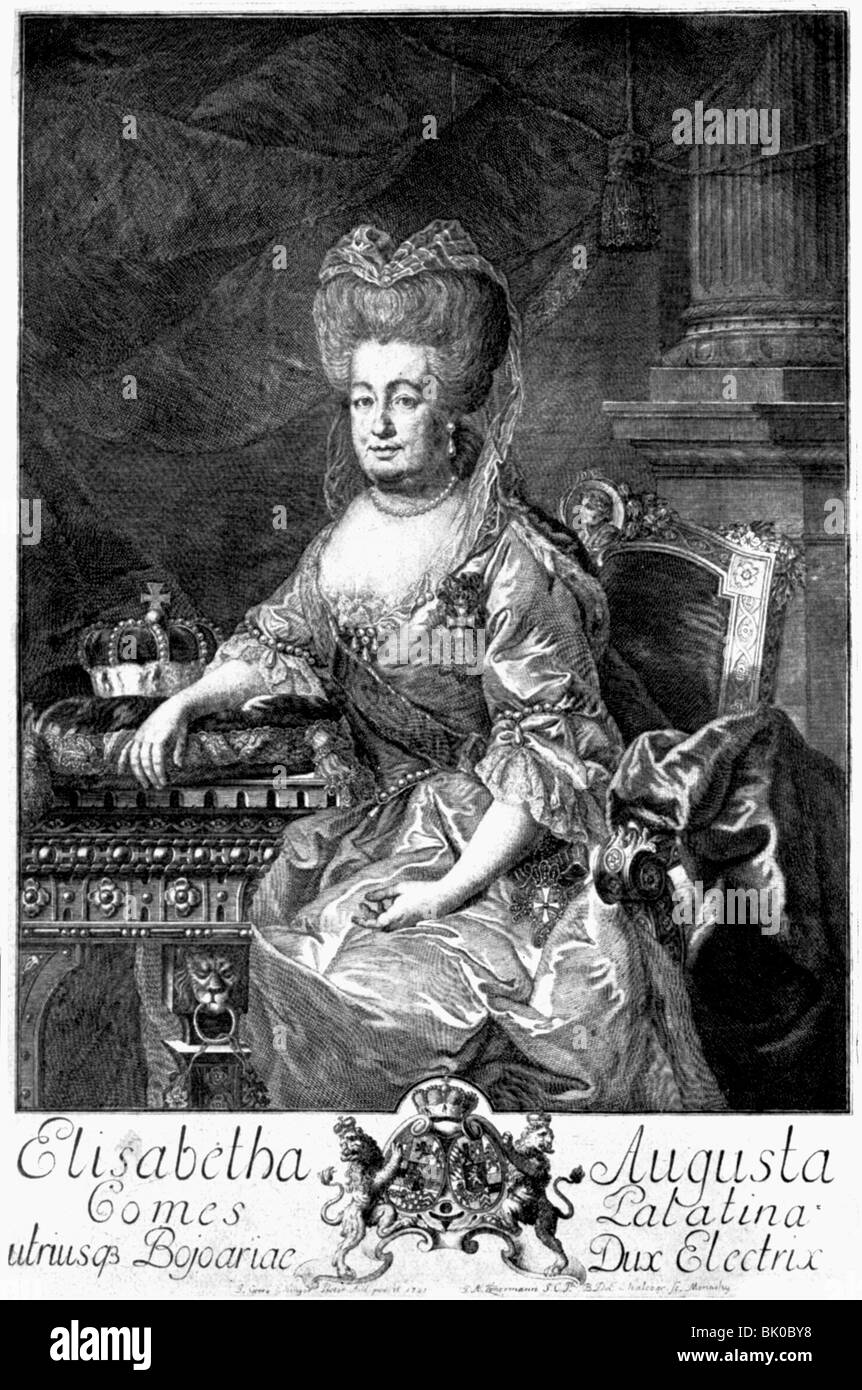 Elizabeth Augusta, 17.1.1721 - 17.1.1794, Electress of Palatine-Bavaria 30.12.1777 - 17.1.1794, half length, copper engraving by J. A. Zimmermann, 1769, , Artist's Copyright has not to be cleared Stock Photo