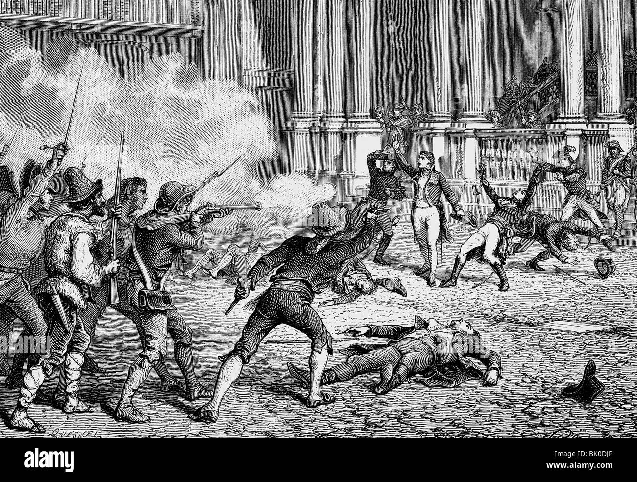 Duphot, Leonard Mathurin, 21.9.1769 - 27.12.1797, French general, military attaché in Rome, assassination, wood engraving, 19th century, , Stock Photo