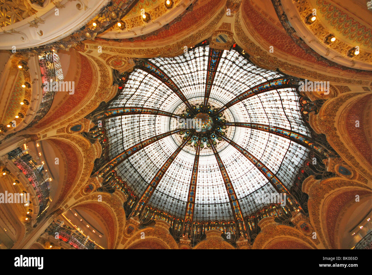 characteristic dome of Lafayette department store Paris France Stock Photo