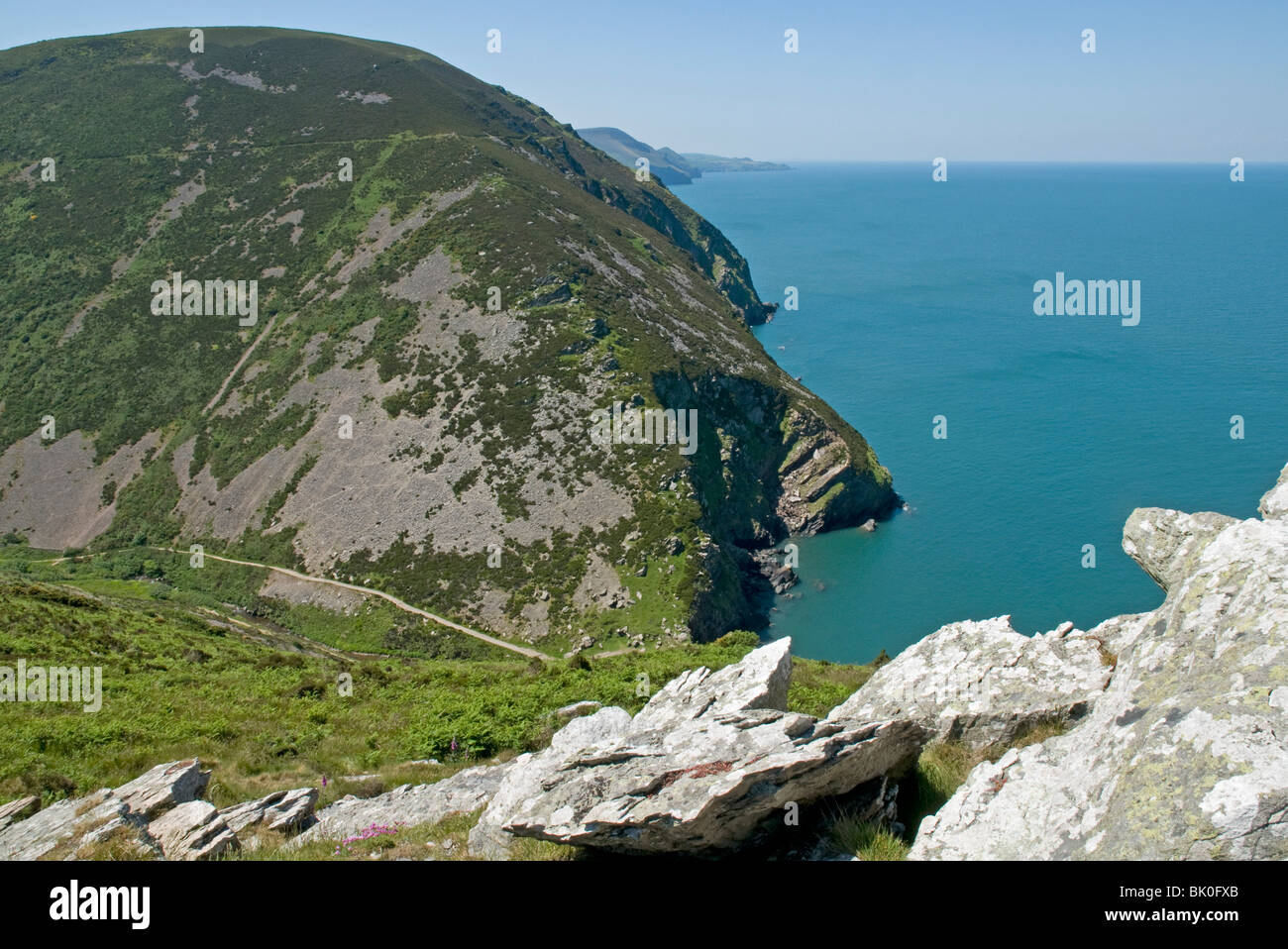 Looking down into Heddons Mouth on Devons North coast Stock Photo