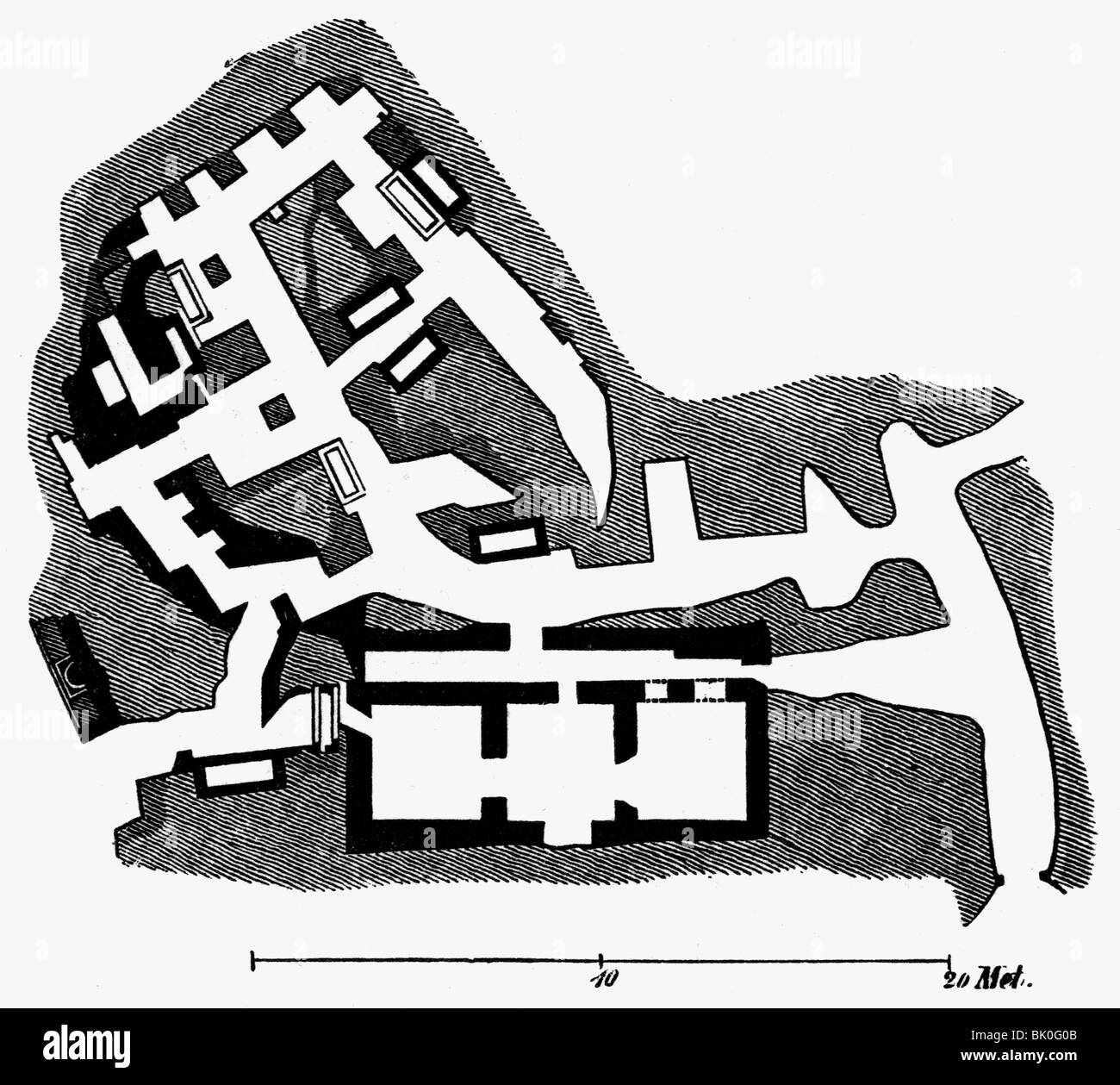 architecture, floor plans, Tomb of the Scipios in Rome, built circa 280/270 BC, reconstruction, wood engraving, , Stock Photo