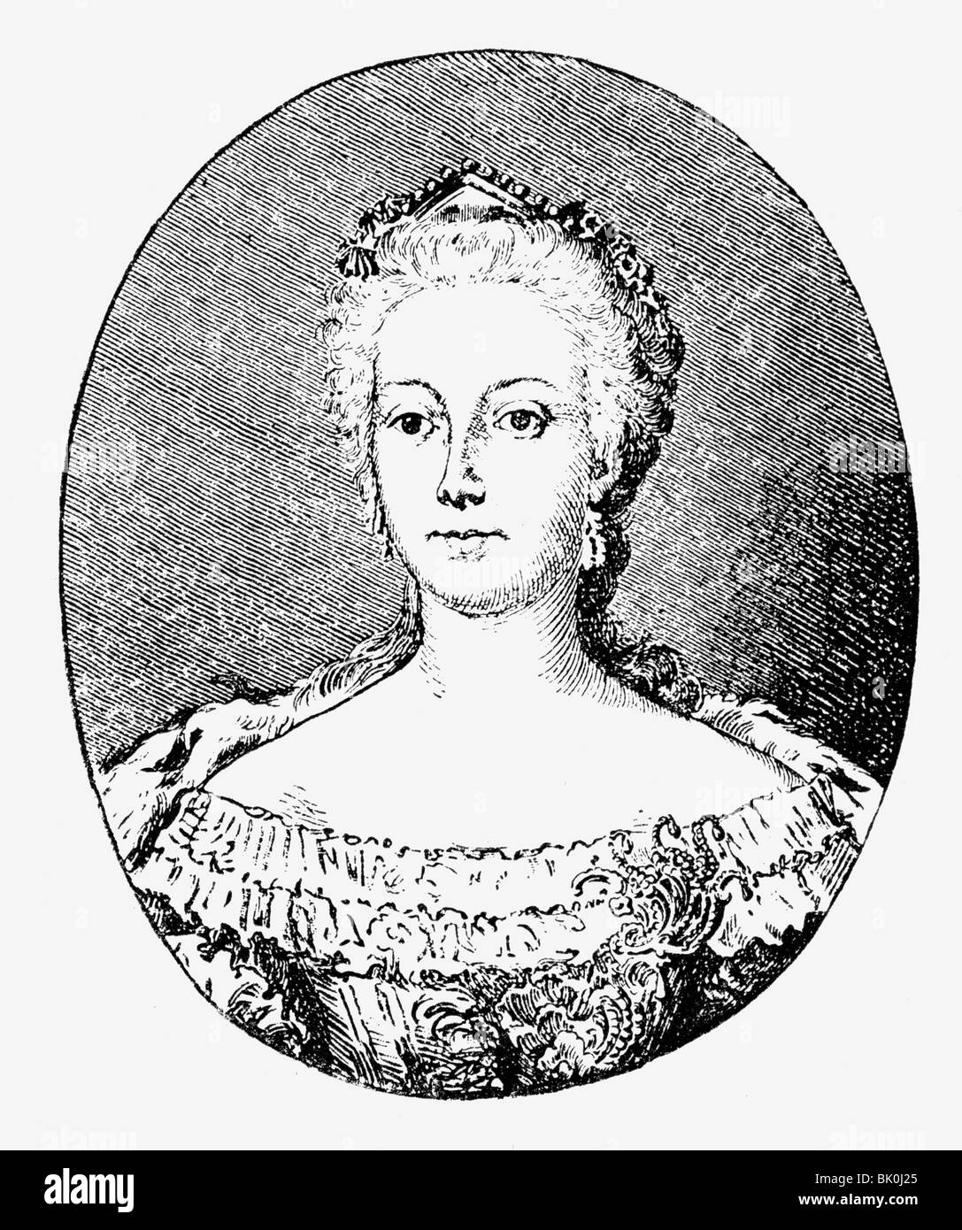 Elisabeth Christine, 8.11.1715 - 13.1.1797, Queen Consort of Prussia 31.5.1740 - 17.8.1786, portrait, wood engraving, 19th century, , Stock Photo