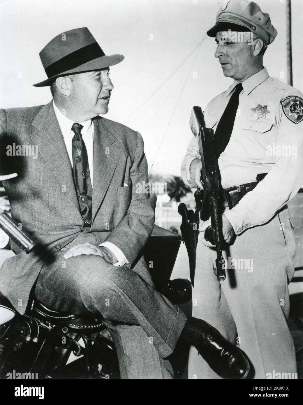 HIGHWAY PATROL - US ZIV TV series 1955-59 with Broderick Crawford at left as Chief Dan Matthews Stock Photo