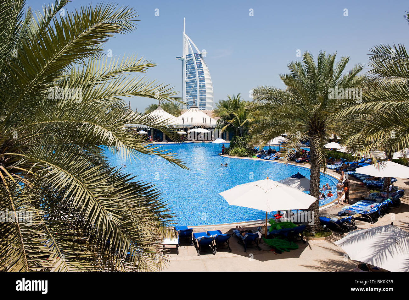 7 star luxury Burj Al Arab hotel designed by Sir Norman Foster in Dubai, UAE Stock Photo