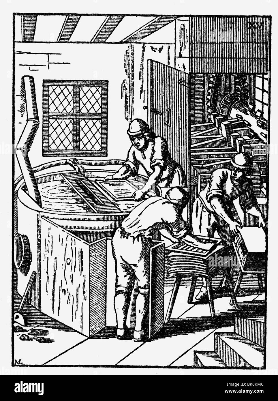 industry, paper, paper mill, copper engraving, 1680, Artist's Stock