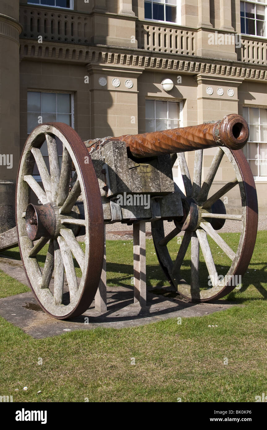 Cannon displayed outside Culzean Castle near Maybole, Carrick on the Ayrshire coast of Scotland Stock Photo