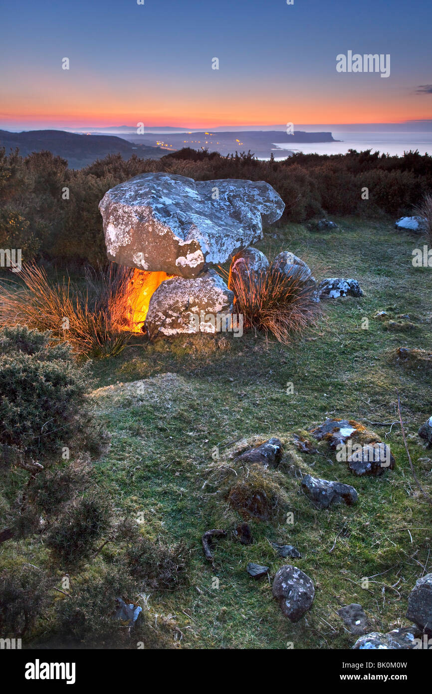 Druid's Altar overlooking the Whitepark bay on the Antrim coast, Northern Ireland. Stock Photo