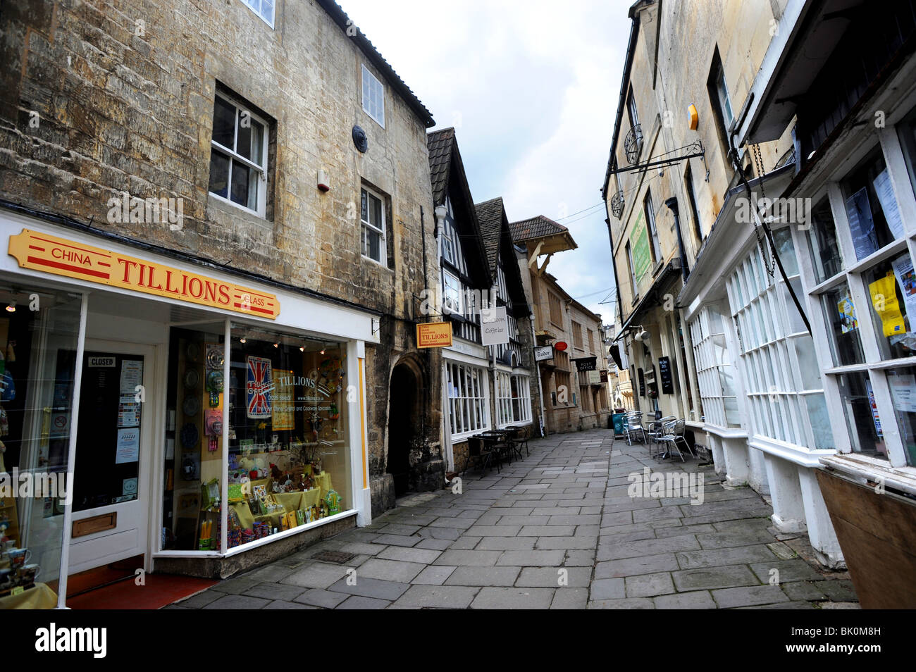 A narrow shopping street in Bradford on Avon Stock Photo Alamy