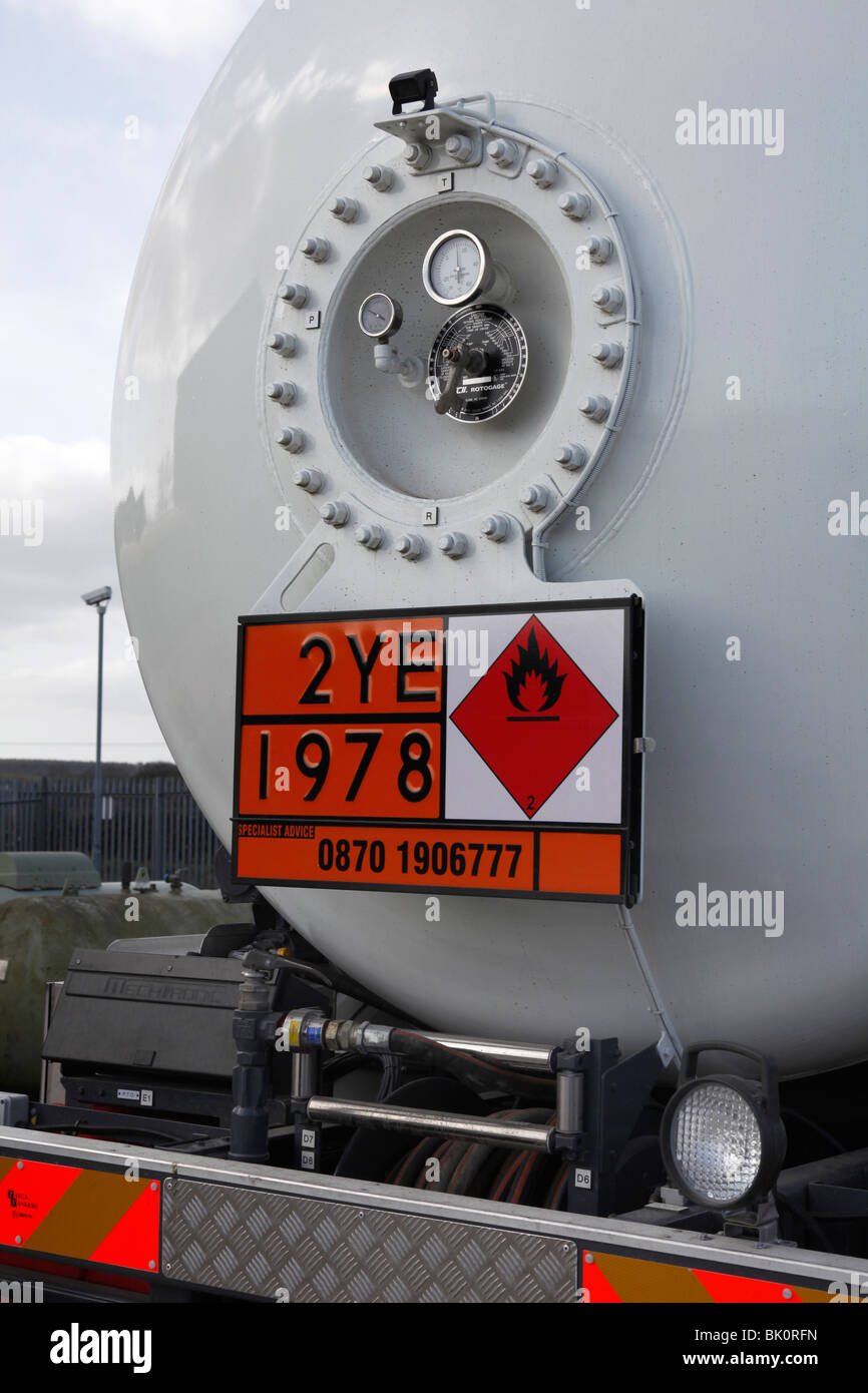 Safety sign on a road tanker Stock Photo