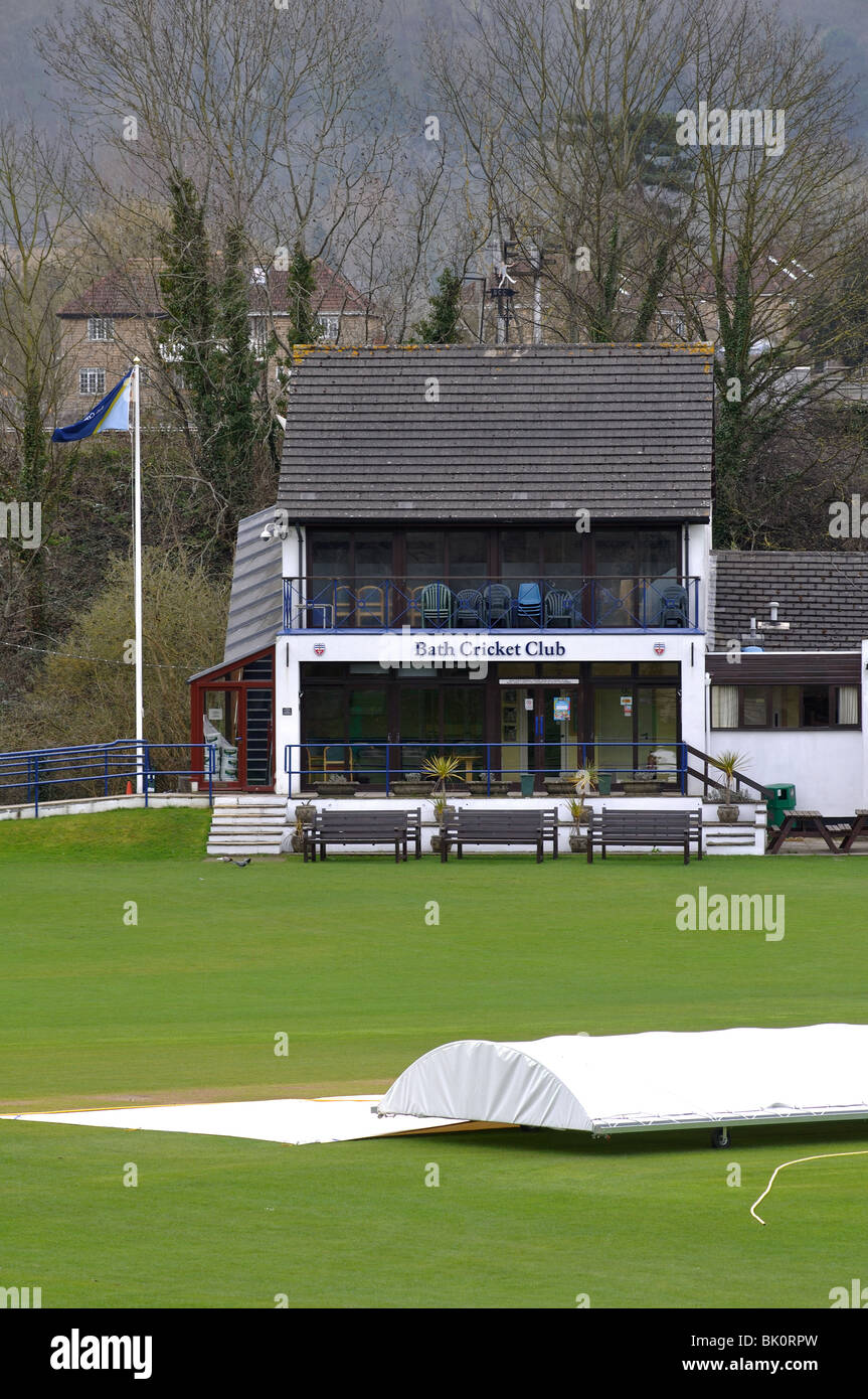 Bath Cricket Club pavilion and pitch, Bath, Somerset, England, UK Stock Photo