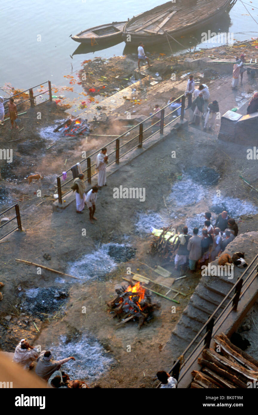 Funeral pyres, Varanasi (Benares), India Stock Photo Alamy