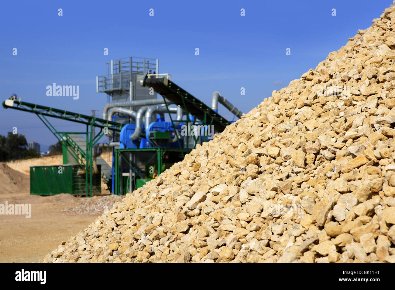crushed pound stone mound quarry open blue sky Stock Photo Alamy