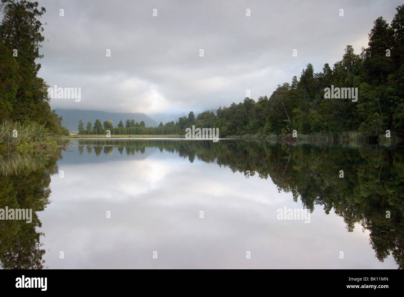 Great reflection on Lake Matheson New Zealand Stock Photo - Alamy