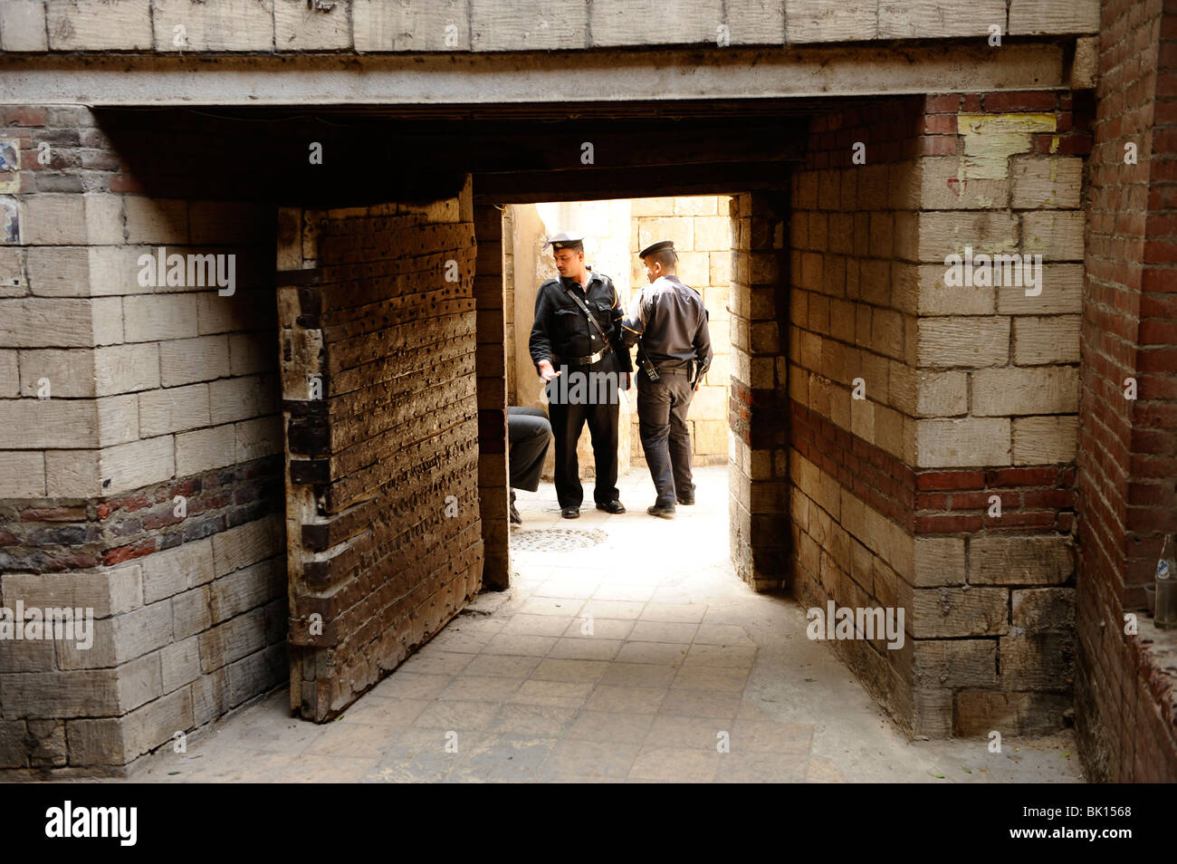 security guards at the complex of church's in coptic cairo , egypt