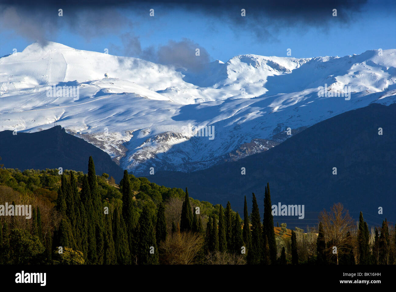 Spain, Sierra Nevada snowcapped mountains Stock Photo