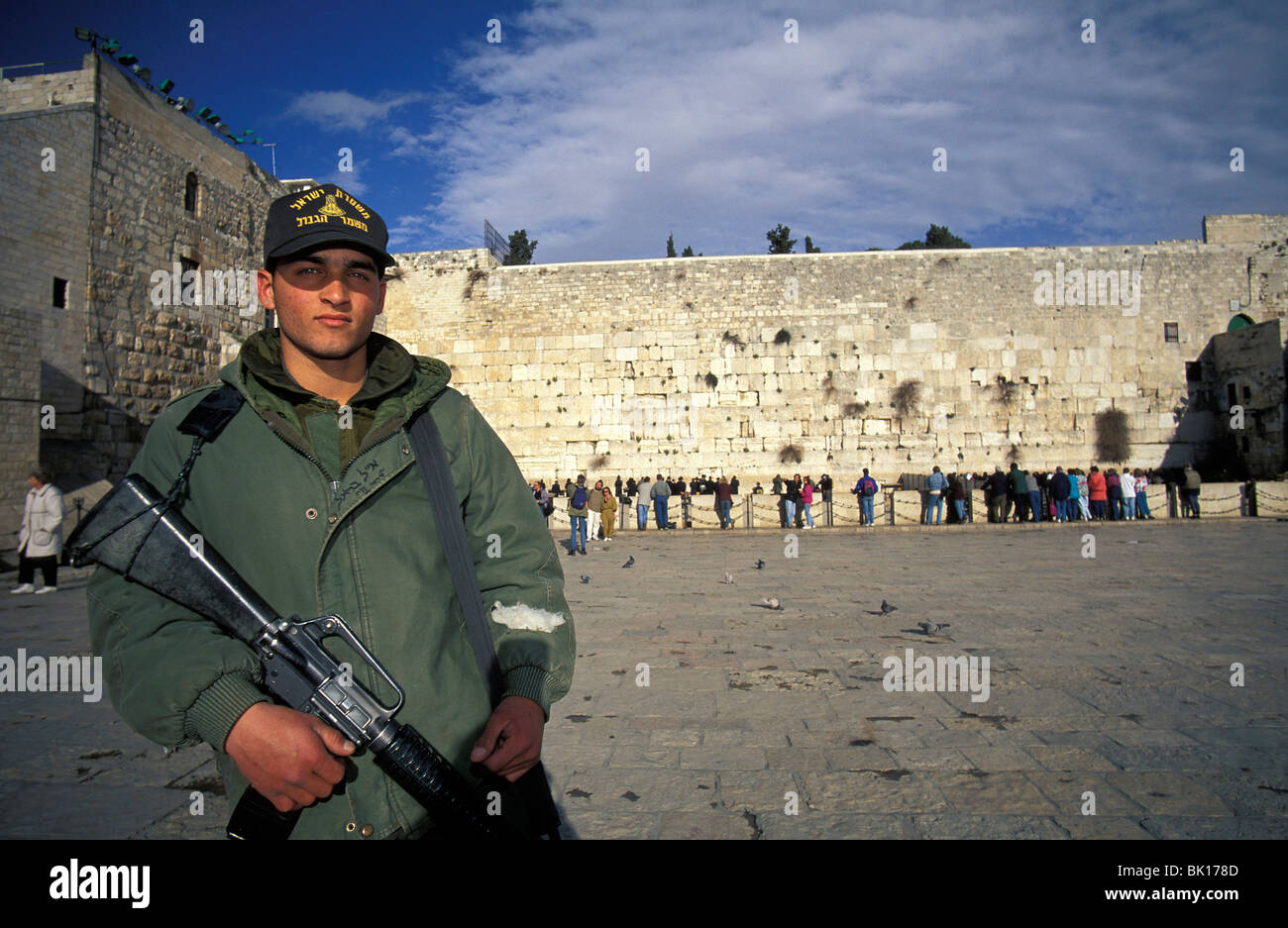 Jerusalem, old city, soldier guarding the site Stock Photo