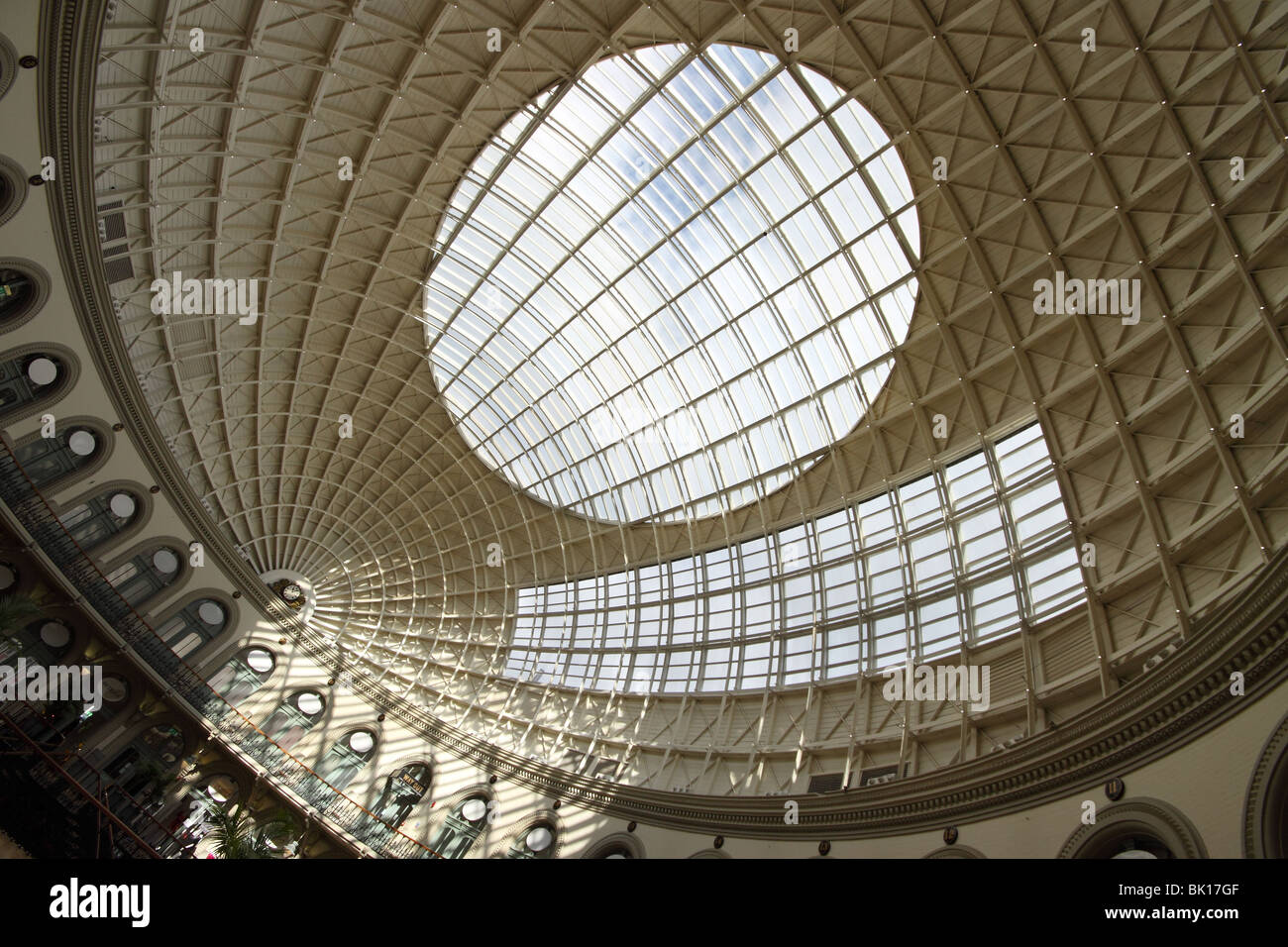 The impressive domed roof of the Corn Exchange, a grade 1 listed Victorian building in Leeds West Yorkshire Stock Photo