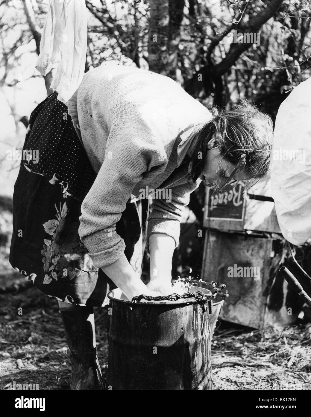Woman doing the washing, Charlwood, Surrey, 1960s(?). Stock Photo