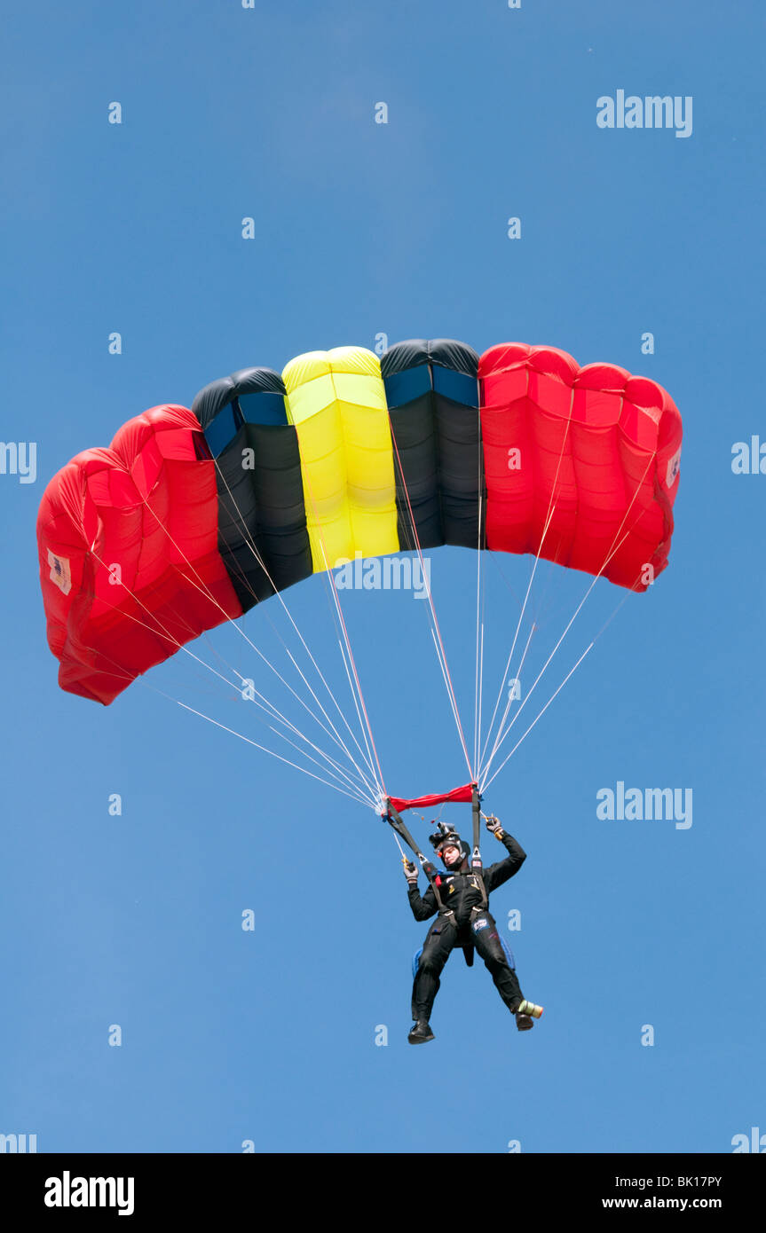 Parachute display at Cromer carnival Norfolk East Anglia England UK Stock Photo