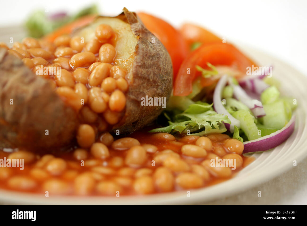 Jacket Potato with Baked Beans and Salad Stock Photo Alamy