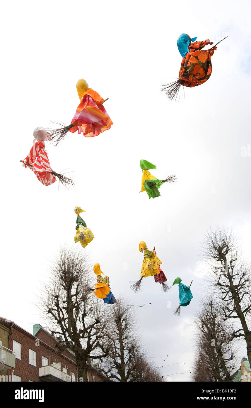 witches flying in the sky, trollhattan, sweden Stock Photo