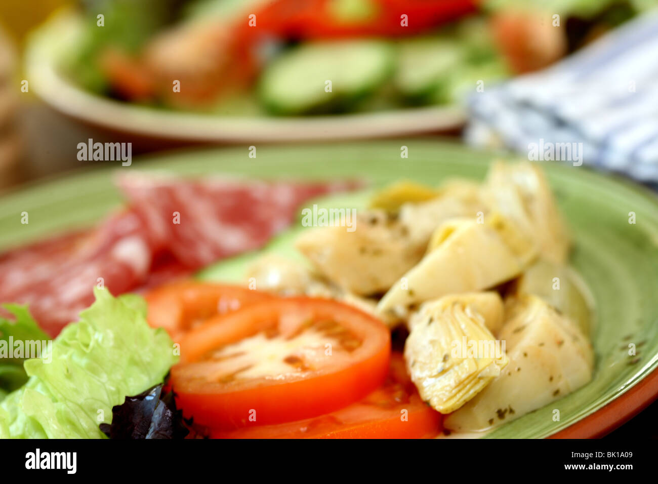 Campagnolo Salami with Antipasto and Salad Stock Photo Alamy