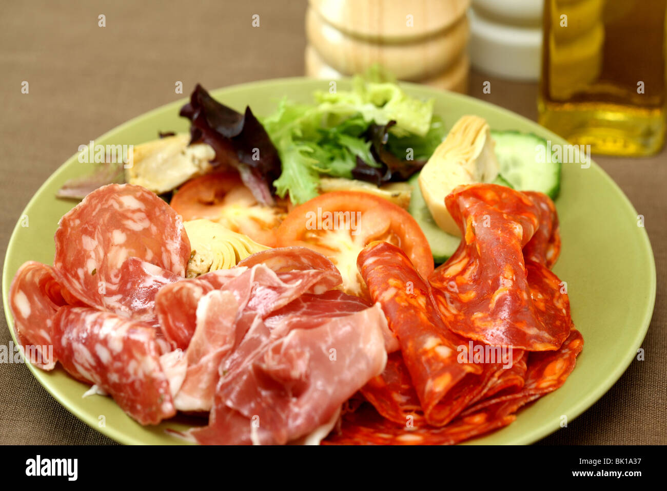 Cold Meat Platter with Antipasto Stock Photo Alamy