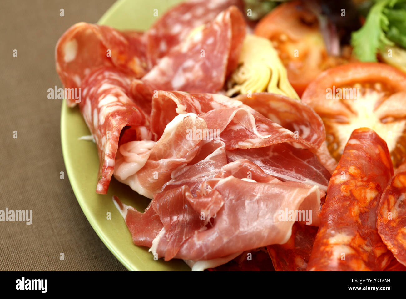 Cold Meat Platter with Antipasto Stock Photo Alamy