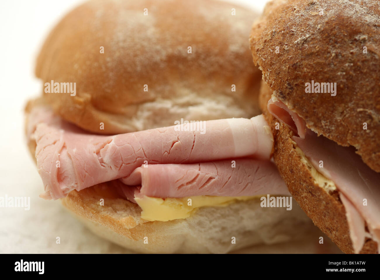 Fresh Healthy Cooked Ham Bread Roll With No People Stock Photo