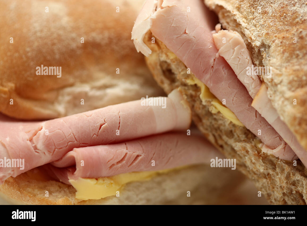 Fresh Healthy Cooked Ham Bread Roll With No People Stock Photo