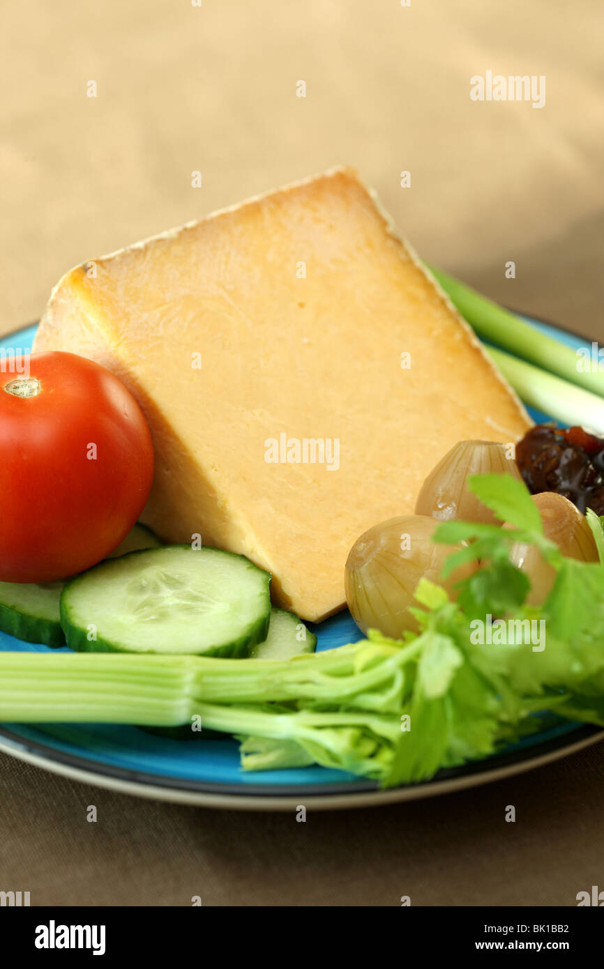 Cheshire Cheese Ploughmans Lunch Plate Stock Photo Alamy