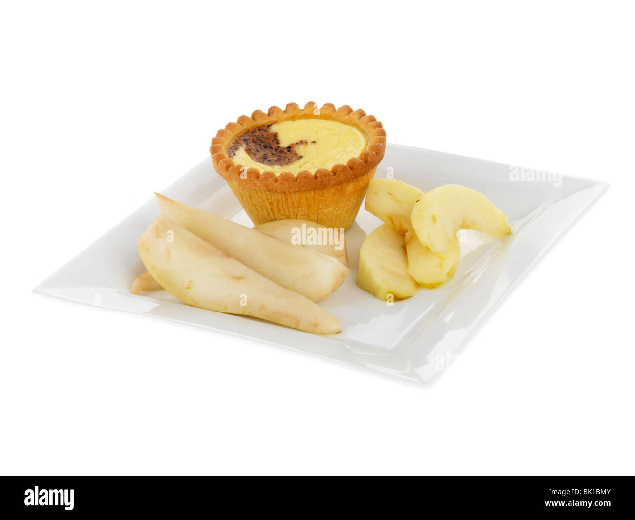 Custard Pudding with Steamed Fruit Stock Photo