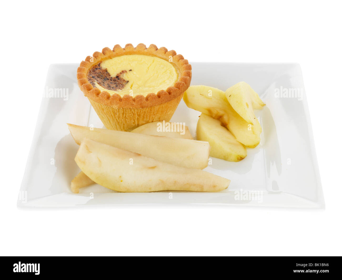Custard Pudding with Steamed Fruit Stock Photo