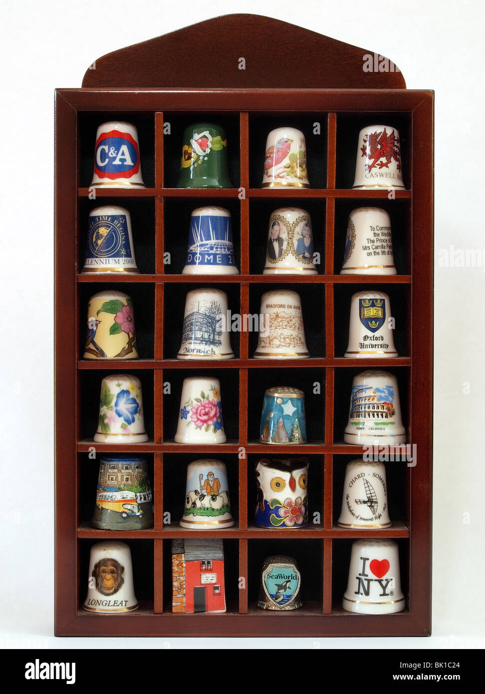 Sewing, Antique, Vintage Thimble Collection Glass Dome Display Case 