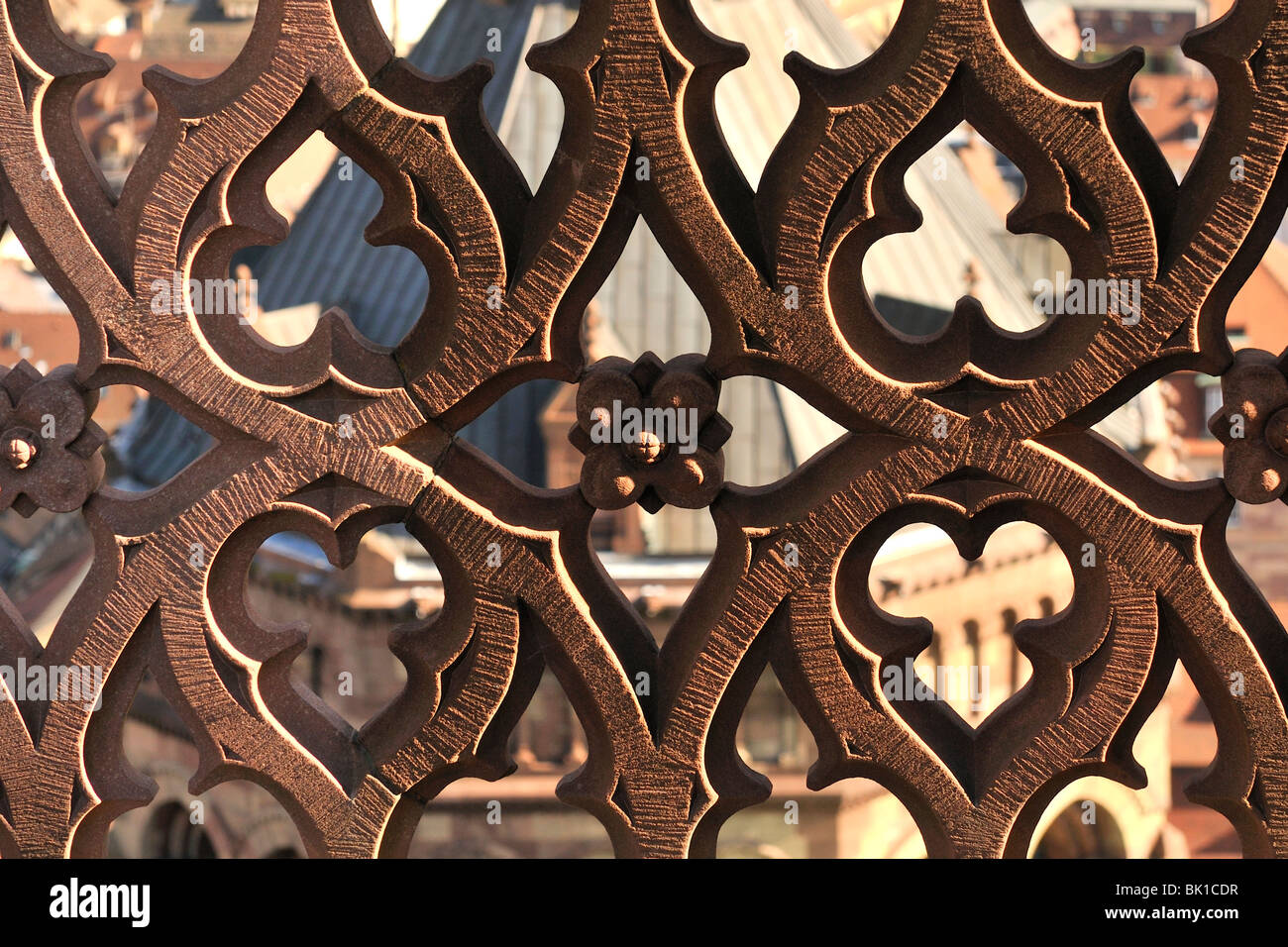 A repeated stone carving pattern at the top of the Notre Dame Cathedral  Strasbourg Stock Photo - Alamy