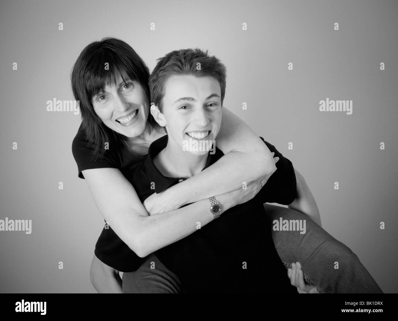 Hugging mother son teen Black and White Stock Photos & Images - Alamy