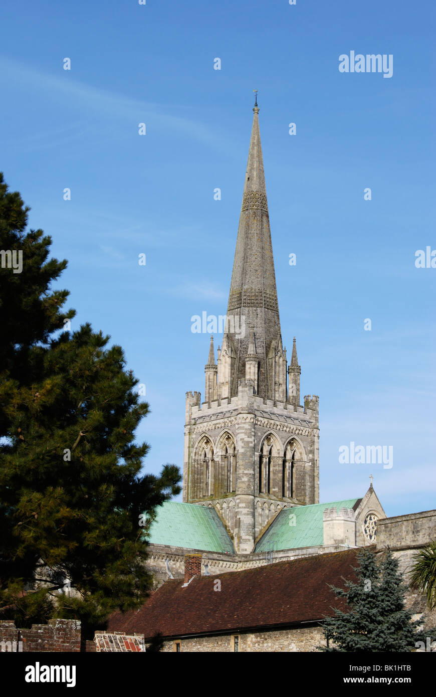 Tower and spire of Chichester Cathedral. West Sussex. England Stock Photo
