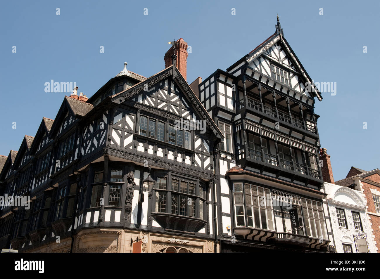 Black and white buildings Chester Cheshire UK Stock Photo