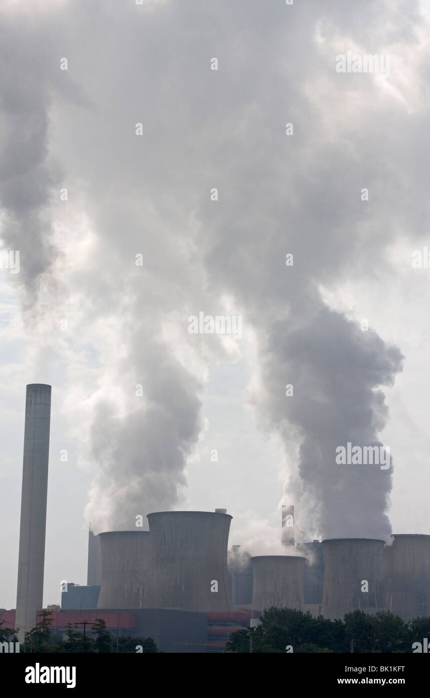 Smoking power plant Stock Photo