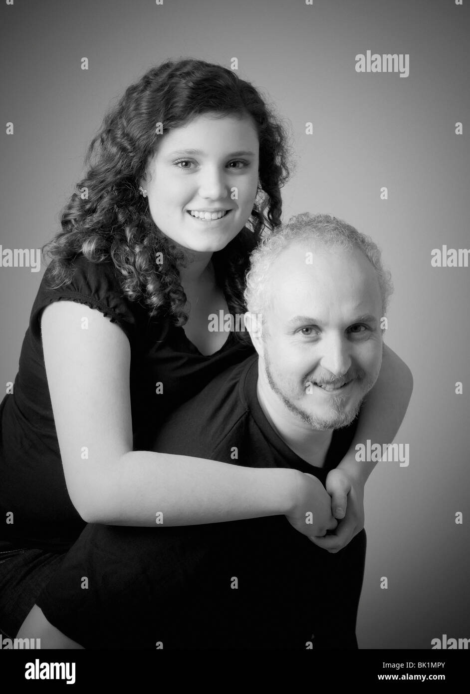 studio portrait of father and daughter Stock Photo