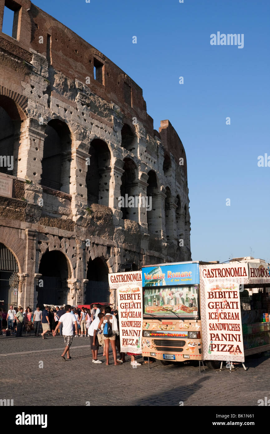 Colosseum, Rome. Italy. Food vendor in front of the colosseum Stock Photo