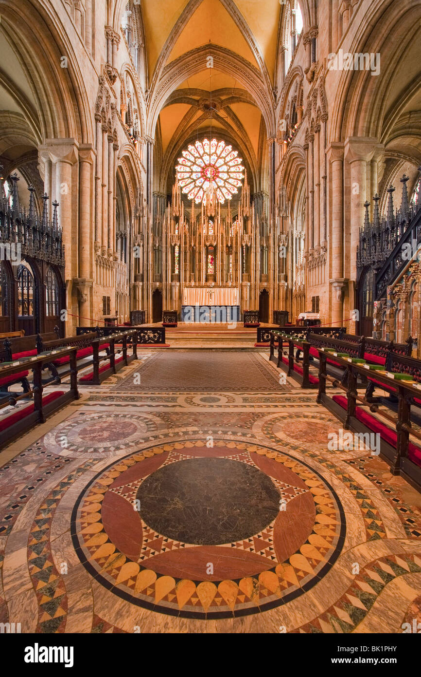 The interior of Durham Cathedral looking towards The Sanctuary, High