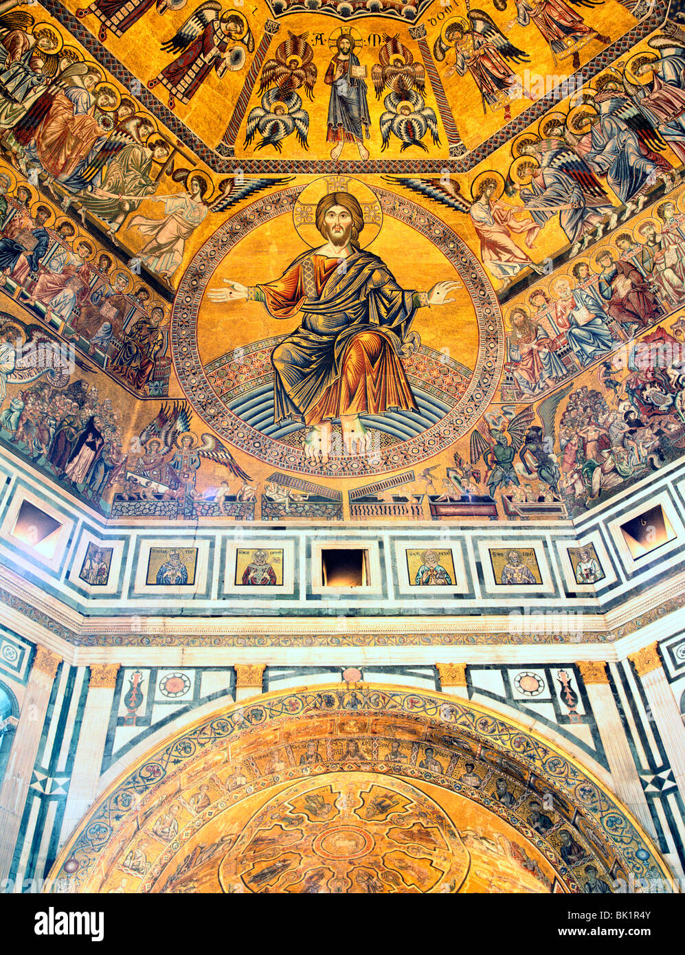 Mosaic Ceiling Baptistry Of St John Florence Italy Stock