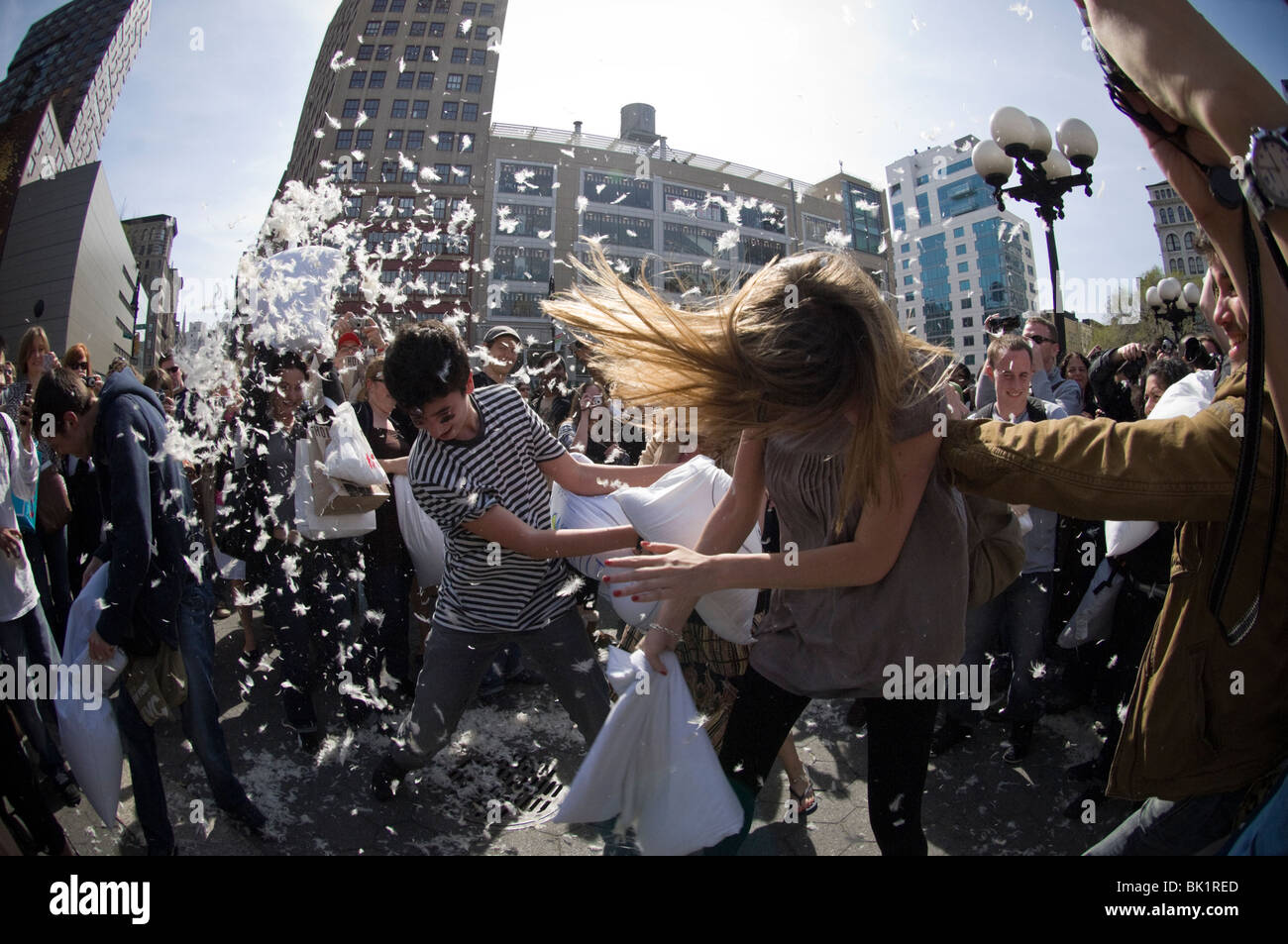 Hundreds Of Like Minded Pillow Fighters Take Out Their Aggression