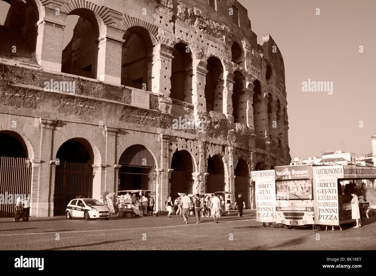 Colosseum, Rome. Italy. Food vendor in front of the colosseum Stock Photo